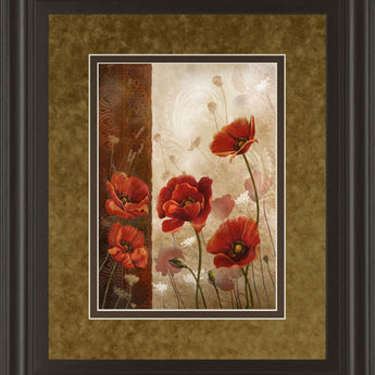 Wild Poppies I By Conrad Knutsen - Framed Print Wall Art - Light Brown