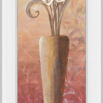 Flower In Vase I - Mirrored Framed Print Wall Art - Light Brown