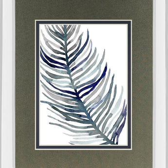 Blue Feathered Palm I By Emma Scarvey - Dark Gray