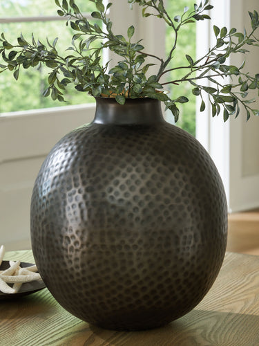 Woody - Vase - 14" - Pewter / Gold Finish