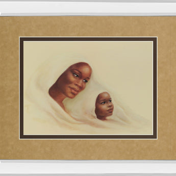 Two Generations - Mirror Framed Print Wall Art - Beige