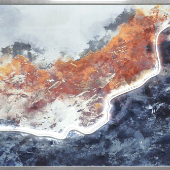 "Ethereal Glow" Hand-Embellished LED In Frame - Silver / Orange / Blue