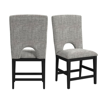 Oregon - Silla auxiliar de tela para mostrador (juego de 2) - Gris/Negro