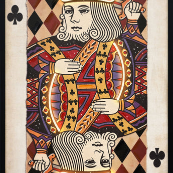 Royal Card I Hand-Embellished LED Canvas In Frame - Black / Red