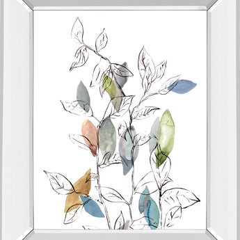 Spring Leaves I By Meyers, R. - Mirror Framed Print Wall Art - White