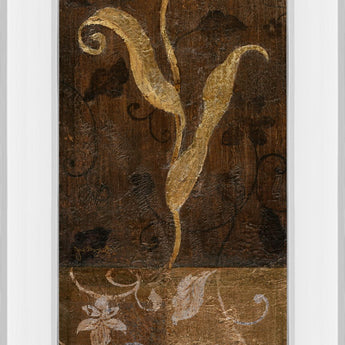 Golden Tulip Il By Tava Studios - Mirror Framed Print Wall Art - Dark Brown
