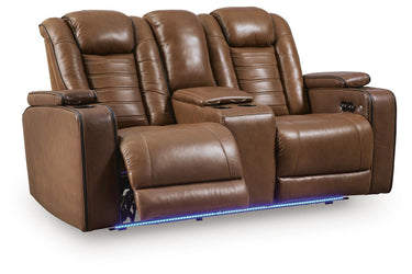 Gruaro - Power Reclining Loveseat With Console / Adjustable Headrest - Amber