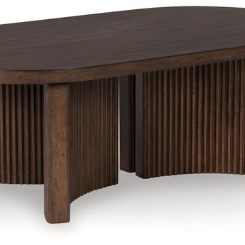 Korestone - Oval Cocktail Table - Dark Brown