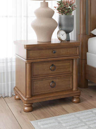 Rowlenstown - Three Drawer Night Stand - Brown