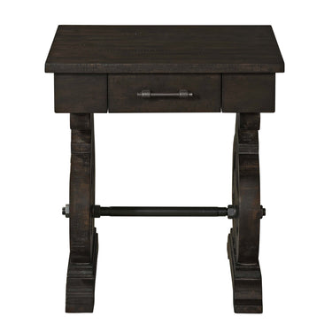 Stone - Chairside Table With PU Base - Dark Walnut