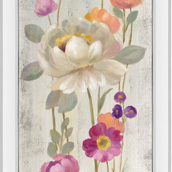Retro Floral II By Silvia Vassileva - Mirrored Frame Wall Art - Light Gray