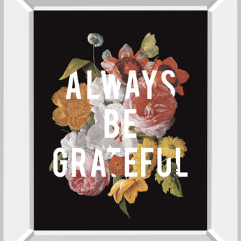 Floral Sentiment I Black By Wild Apple Portfolio - Mirror Framed Print Wall Art - Black