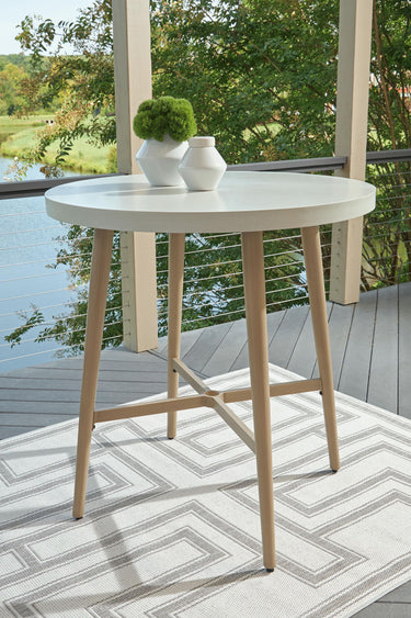 Seton Creek - Mesa de bar redonda con opción de sombrilla - Beige