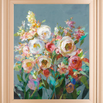 Joy Of The Garden I By Danhui Nai - Framed Print Wall Art - Light Blue