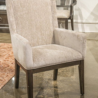 Wickenger - Dining Upholstered Arm Chair (Set of 2) - Light Gray / Dark Brown