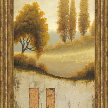 Beyond The Village By Michael Marcon - Framed Print Wall Art - Beige