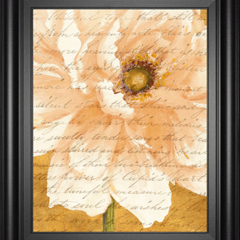 Beautiful Cream Peonies Script Il By Patricia Pinto - Framed Print Wall Art - Gold