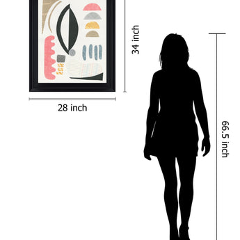 Retro Shapes Medley - 28" x 34" Framed Wall Art - Beige