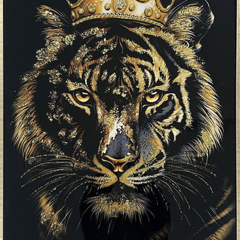 Crowned Noir II Gloss Canvas With Glitter In Frame - Black / Gold