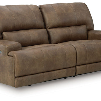 Beckley Place - Sofá reclinable eléctrico de 2 plazas con reposacabezas ajustable - Color tierra