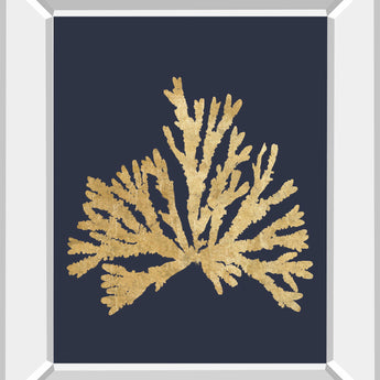 Pacific Sea Mosses IV Indigo By Wild Apple Portfolio - Mirror Framed Print Wall Art - Black