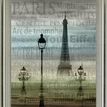 Foggy Paris Vista - 28" x 34" Framed Wall Art - Gray