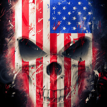 Tempered Glass With Foil - American Skull - Red