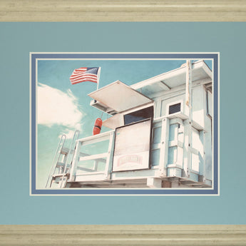 The Cabin By Natasia Cook - Framed Print Wall Art - Light Blue