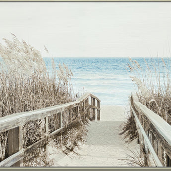 Hand Painted Textured Canvas In Frame 47x32 - Beige