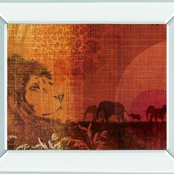 Safari Sunset II By Venter, T. - Mirror Framed Print Wall Art - Orange