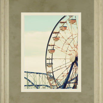 Retro Ferris By Gail Peck - Framed Print Wall Art - Beige