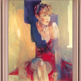 Crimson Reflection - 28" x 34" Framed Wall Art - Beige