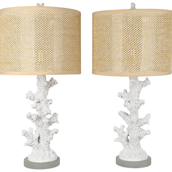 Coral Haven - 26 X 13 - Resin Table Lamp (Set of 2) - Matte White