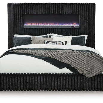 Tayleena - Upholstered Bed With Fireplace And Wireless Audio