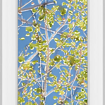 Spring Poplars I By Sharon Chandler - Mirror Framed Print Wall Art - Light Blue