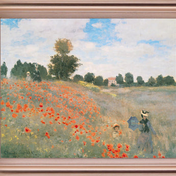 Poppy Field Stroll - 28" x 34" Framed Wall Art - Green