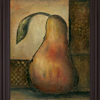 Sunlit Orchard Pear - 28" x 34" Framed Wall Art - Dark Brown