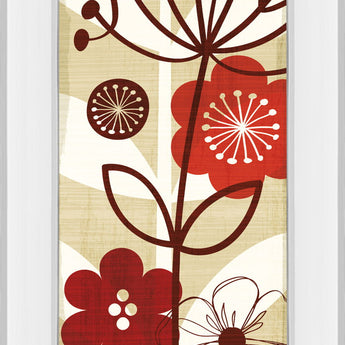 Floral Pop Panel Il By Mo Mullan - Mirror Framed Print Wall Art - Red