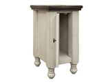 Stone Chairside Table With 1 Door Antiqued Ivory / Weathered Gray - image 4 of 4