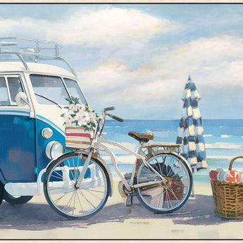 Seaside Escape Journey - 32" x 48" Framed Wall Art - Blue