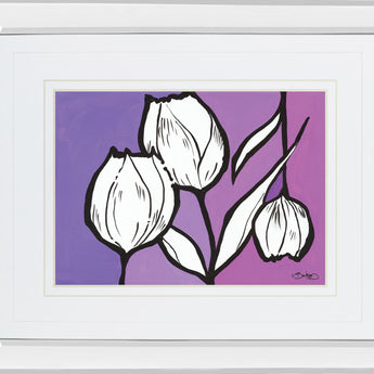 Flowers In Unity - Purple By David Bromstad - Mirror Framed Print Wall Art - Purple