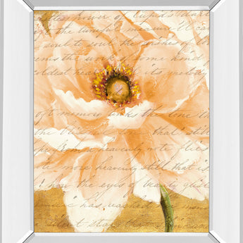 Beautiful Cream Peonies Script I By Patricia Pinto - Mirror Framed Print Wall Art - Gold