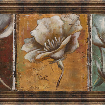 The Three Poppies I By Patricia Pinto - Framed Print Wall Art - Dark Brown