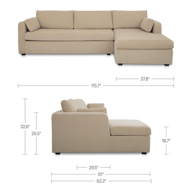 Burrow - Sleeper Sectional With Right Storage Chaise - Sand