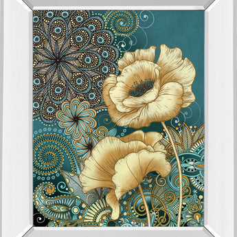 Inspired Blooms 2 By Conrad Knutsen - Mirror Framed Print Wall Art - Blue