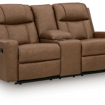 Mackmenville - Double Reclining Loveseat With Console - Caramel