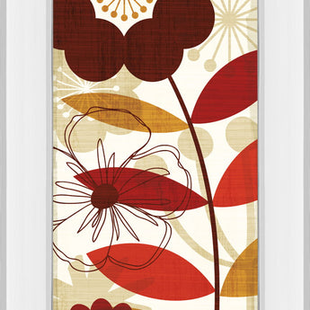 Floral Pop Panel I By Mo Mullan - Mirror Framed Print Wall Art - Red