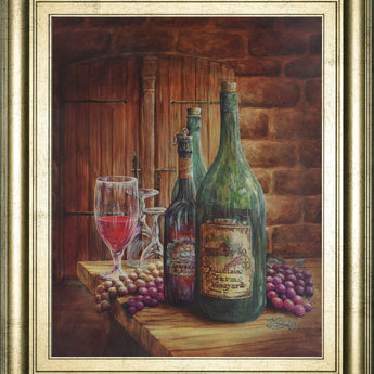 Vintage Wine Ill - Framed Print Wall Art - Dark Brown
