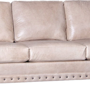 Mayo 3333 Series Casual Leather Track Arm Sofa with Nickel Nailheads