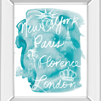 Sightseeing I By Lottie Fontaine - Mirror Framed Print Wall Art - Light Blue